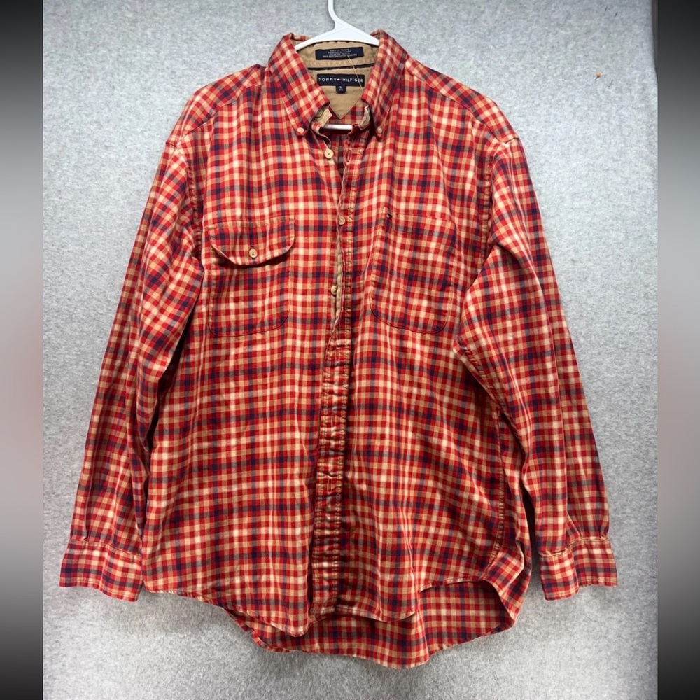 Tommy Hilfiger Red and Orange Checkered Shirt